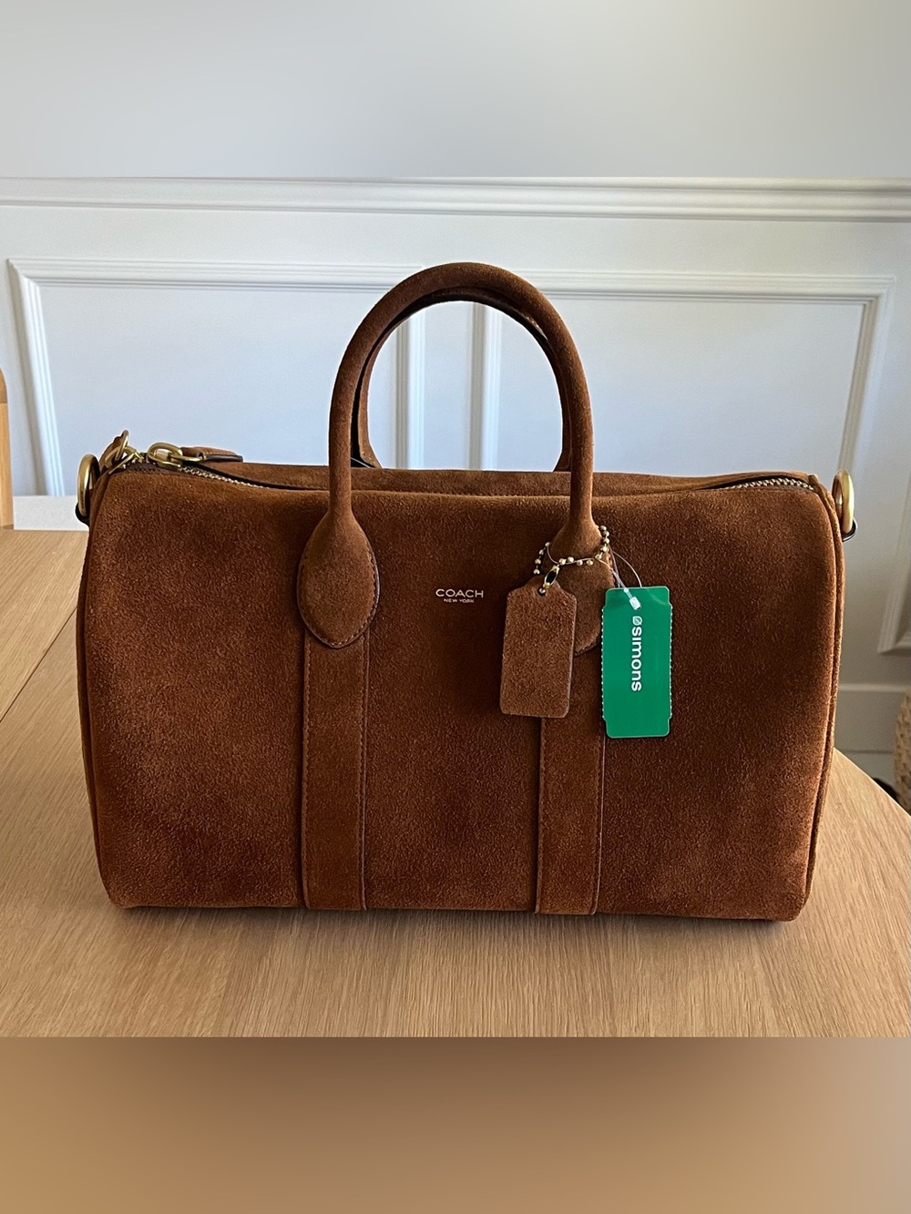 Coach Compass 35 in Warm Brown Suede